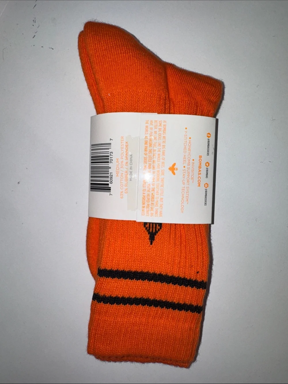 Bombas Orange Crew Athletic Socks - Bold Solid Color